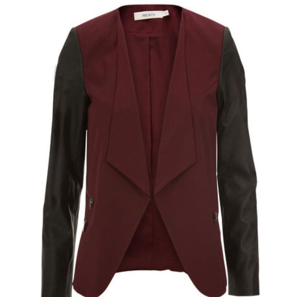 FAUX LEATHER DRAPE FRONT BLAZER - Picture 2 of 5